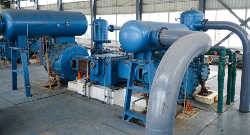 4MW series CO2 compressors installed at multiple user sites showing heavy industrial process plant integration