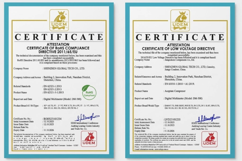 ISO and CE Quality Compliance Certificate