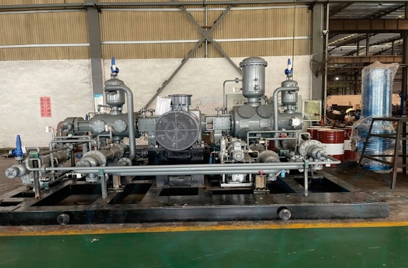 DW series CO2 compressor large installation at industrial process plant showing multi-unit deployment
