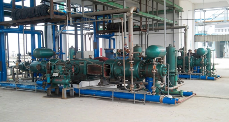 DW series hydrogen recirculation compressor installed at refinery hydrotreating or hydrocracking unit showing opposed-balance horizontal machine in hydrogen loop service Russia