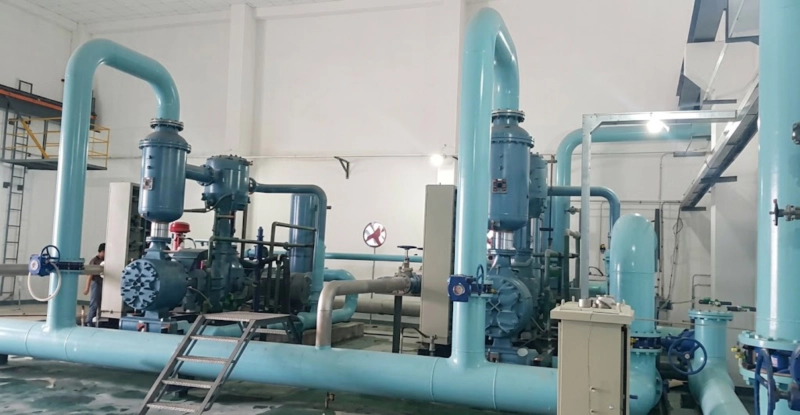 LW series opposed-balance nitrogen compressor installed at air separation plant permanent installation rigid pipework N2 O2 Russia