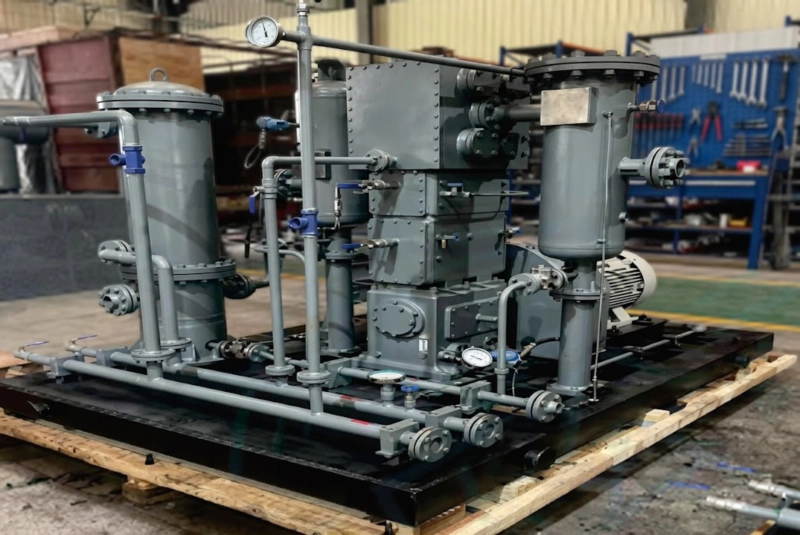 ZW series CO2 compressor at user site showing multiple compact units in small-scale CO2 production or recovery installation