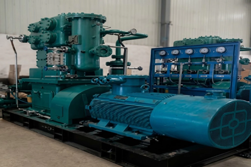 ZW series unloading air compressor at user site showing oil-free compressed air supply for industrial process or instrument air system Russia